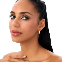 14k Diamond Cut Tetured Hoop Earrings