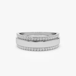 14k Diamond Diamond Edge Wedding Band