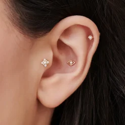 14k Diamond Evil Eye Helix Piercing