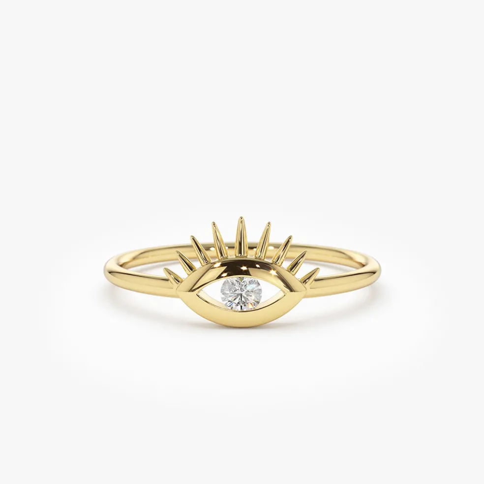 14k Diamond Evil Eye Ring