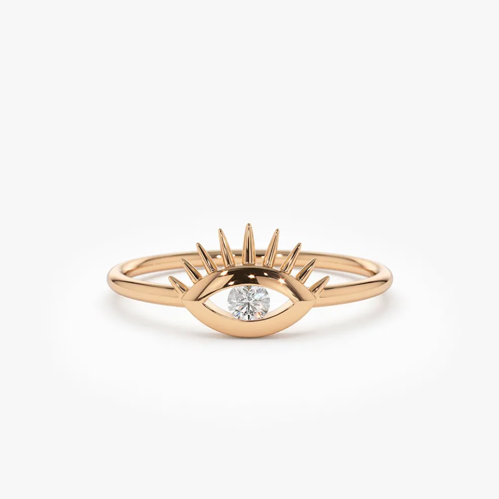14k Diamond Evil Eye Ring