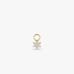 14k Diamond Flower Hoop Charm