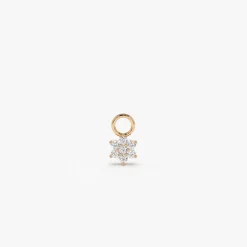 14k Diamond Flower Hoop Charm
