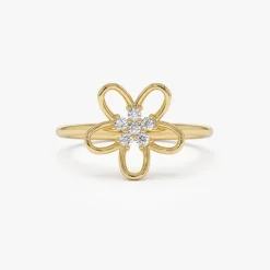 14k Diamond Flower Ring