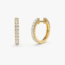 14k Diamond Huggies Earrings 16MM