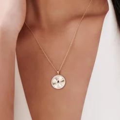 14k Diamond Initial Ballerina Disc Necklace