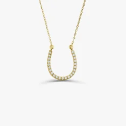 14k Diamond Large Horseshoe Necklace