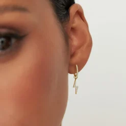 14k Diamond Lightning Hoop Charm