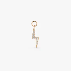 14k Diamond Lightning Hoop Charm