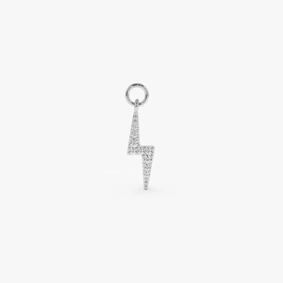 14k Diamond Lightning Hoop Charm