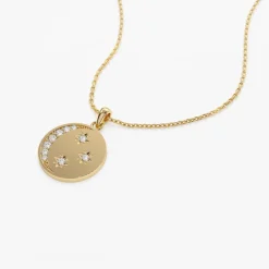 14k Diamond Moon and Crescent Pendant