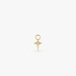 14K Diamond Northstar Hoop Charm