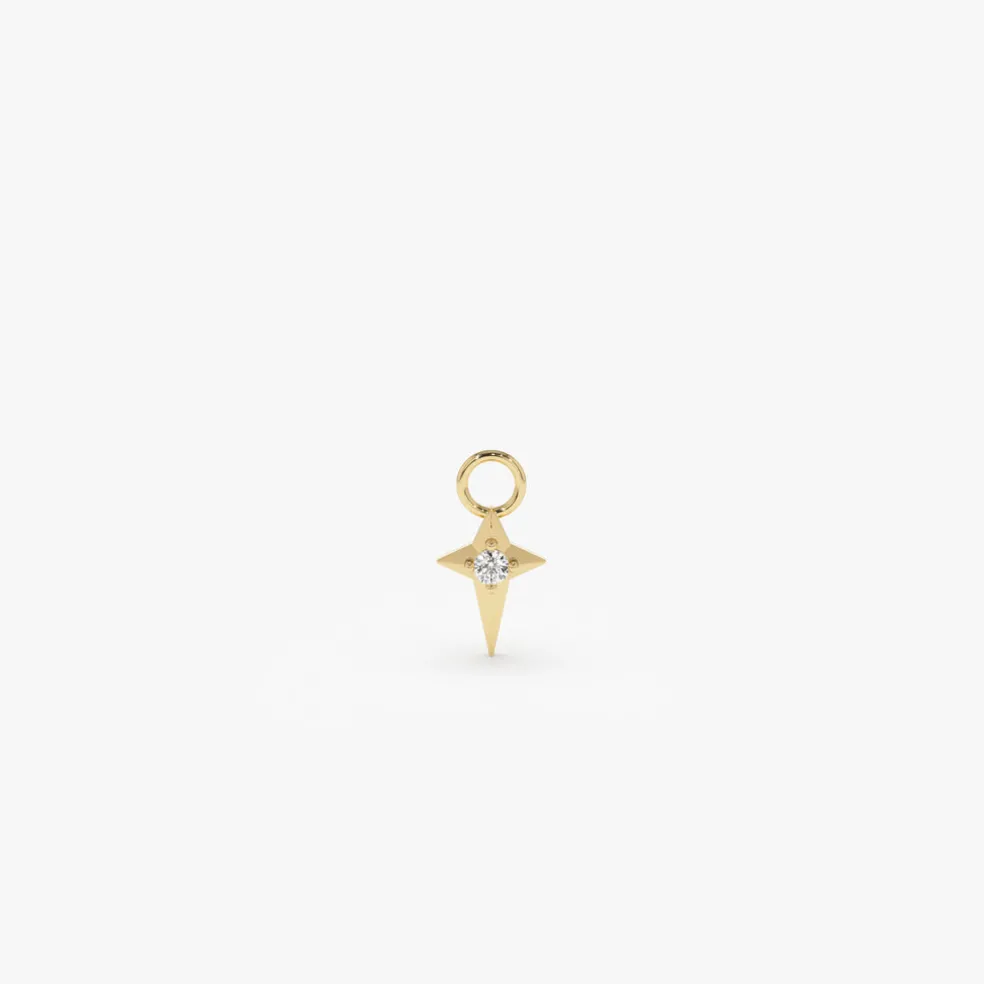 14K Diamond Northstar Hoop Charm