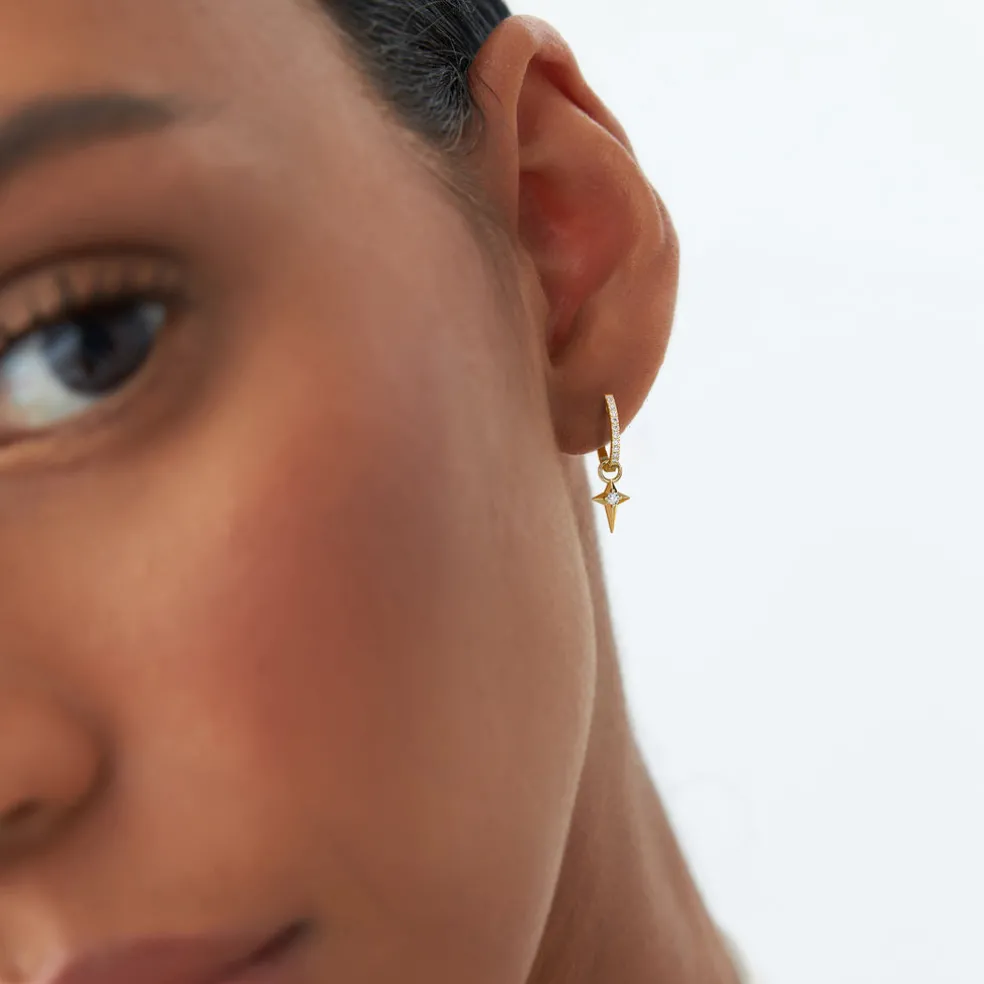 14K Diamond Northstar Hoop Charm