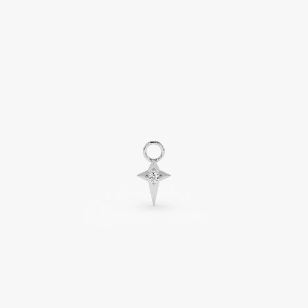 14K Diamond Northstar Hoop Charm