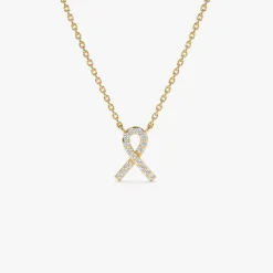 14k Diamond Ribbon Necklace