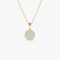 14k Diamond Round Illusion Cluster Necklace
