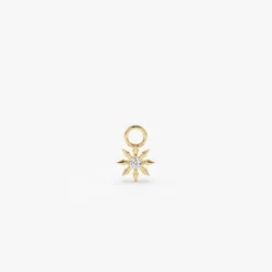 14k Diamond Spiked Star Hoop Charm
