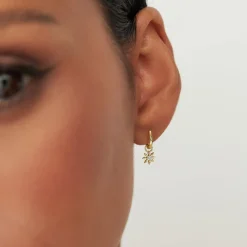 14k Diamond Spiked Star Hoop Charm