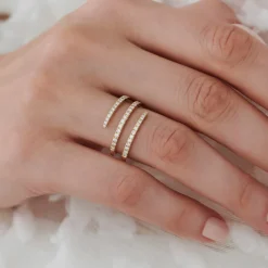 14k Diamond Spiral Ring