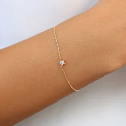 14k Diamond Star Charm Bracelet