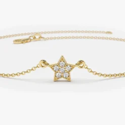 14k Diamond Star Charm Bracelet