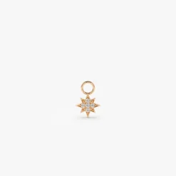14k Diamond Star Hoop Charm