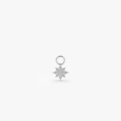 14k Diamond Star Hoop Charm