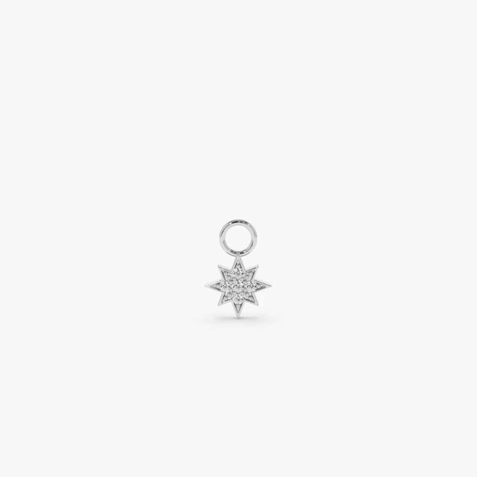 14k Diamond Star Hoop Charm