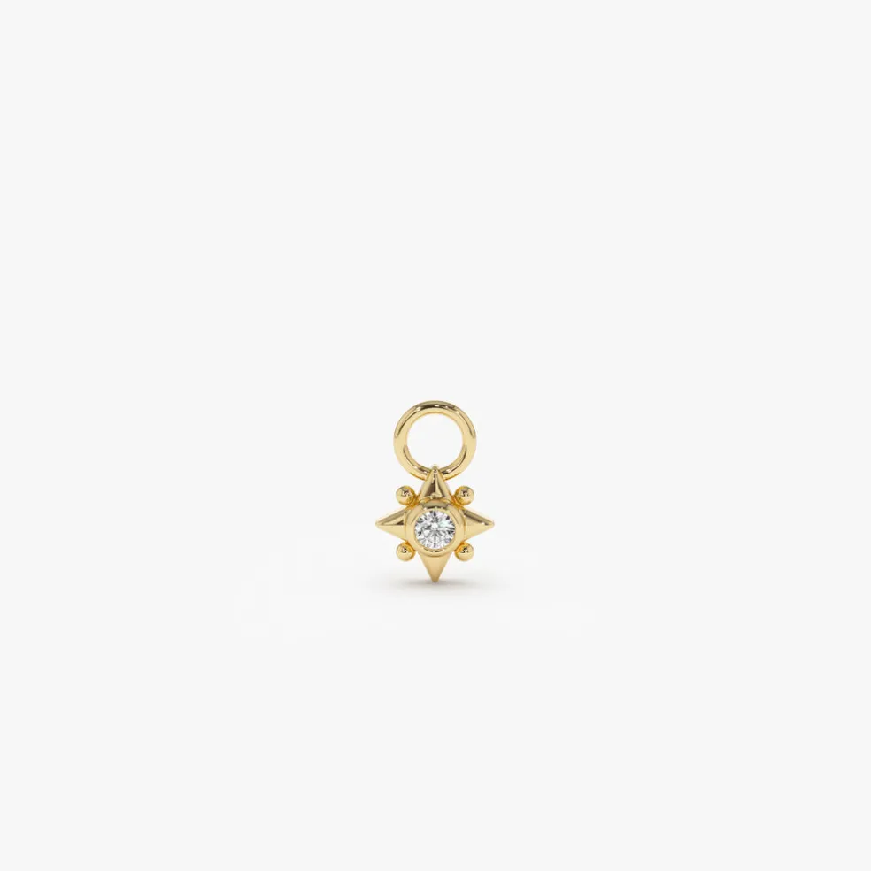 14k Diamond Starburst Hoop Charm
