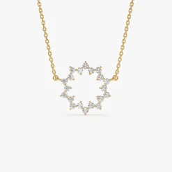 14k Diamond Sun Circle Necklace
