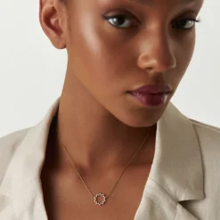 14k Diamond Sun Circle Necklace