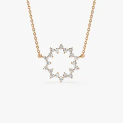 14k Diamond Sun Circle Necklace