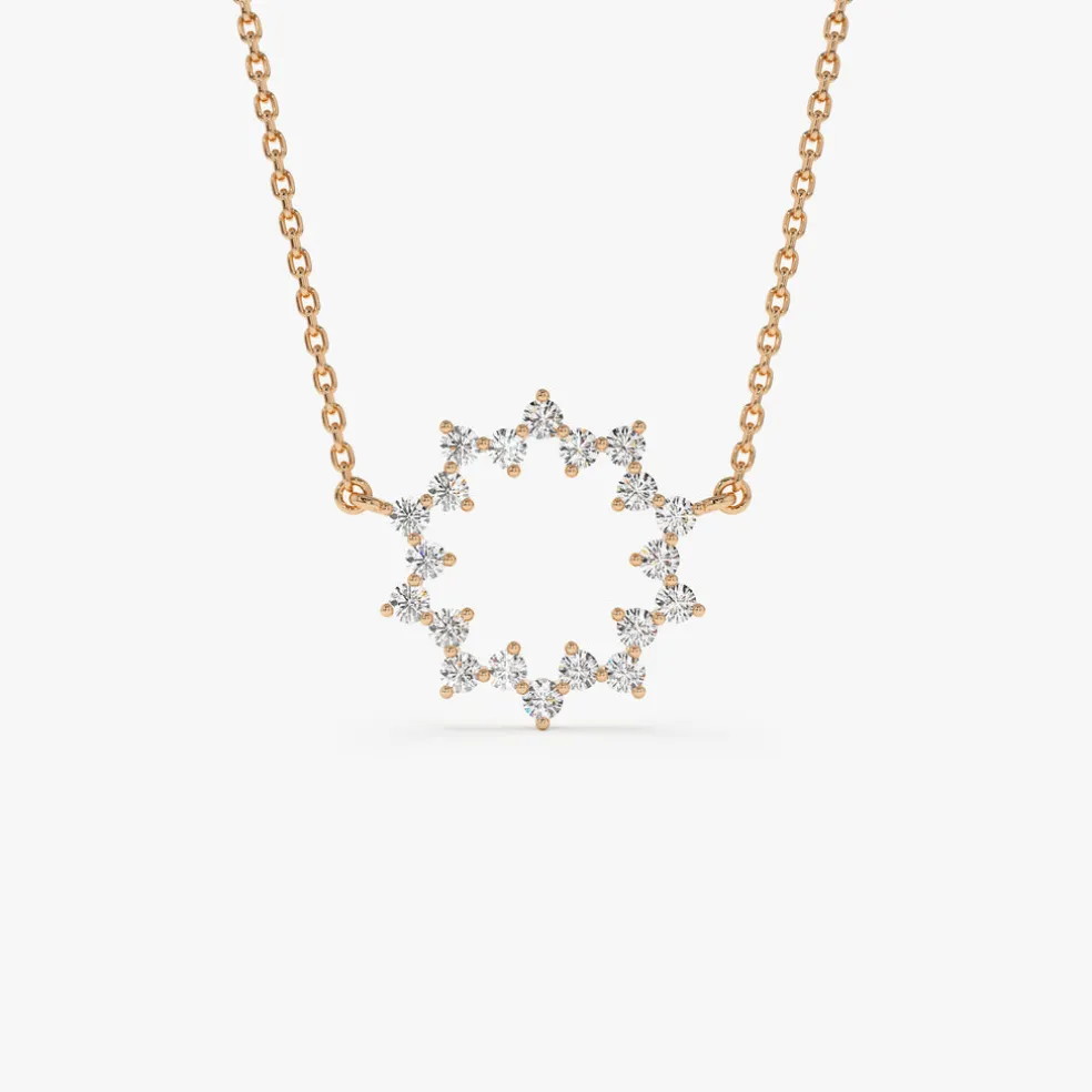 14k Diamond Sun Circle Necklace