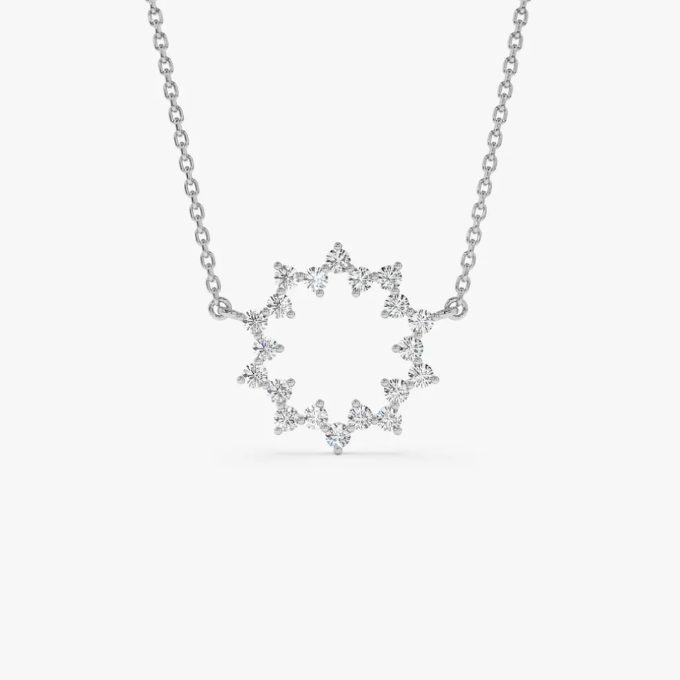 14k Diamond Sun Circle Necklace