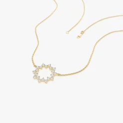 14k Diamond Sun Circle Necklace
