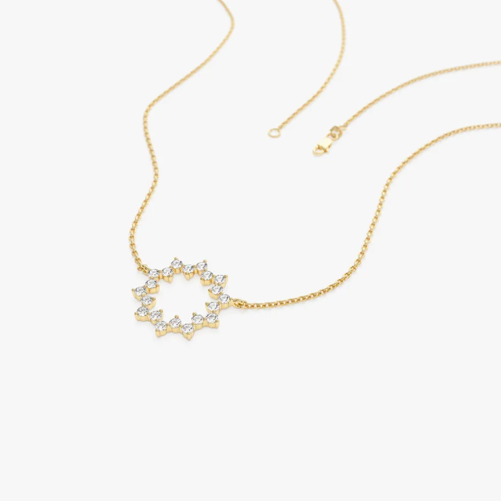14k Diamond Sun Circle Necklace