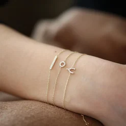 14K Diamond Wishbone Charm Bracelet
