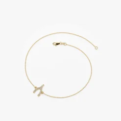 14K Diamond Wishbone Charm Bracelet