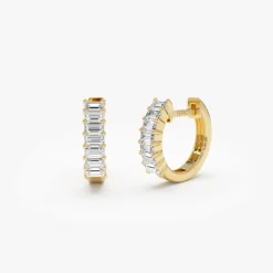 14k Distinctive Baguette Diamond Huggies