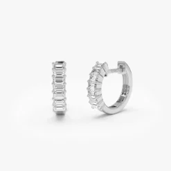 14k Distinctive Baguette Diamond Huggies