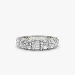 14k Dome Baguette Diamond Women's Anniversary Ring