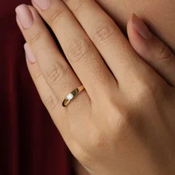 14k Dome Bezel Setting Emerald Cut Diamond Solitaire Ring
