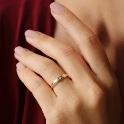 14k Dome Bezel Setting Emerald Cut Diamond Solitaire Ring