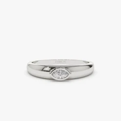 14k Dome Bezel Setting Marquise Diamond Solitaire Ring