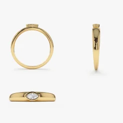 14k Dome Bezel Setting Marquise Diamond Solitaire Ring