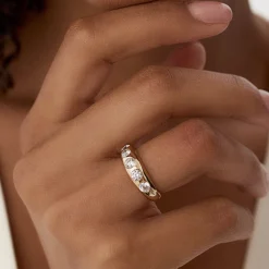 14k Dome Chunky Statement Diamond Ring