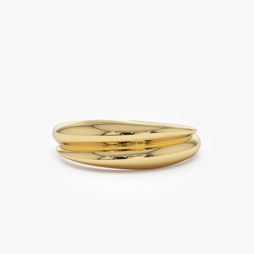 14k Dome Dual Band Stackable Statement Ring
