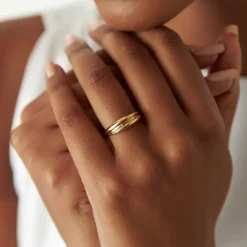 14k Dome Dual Band Stackable Statement Ring