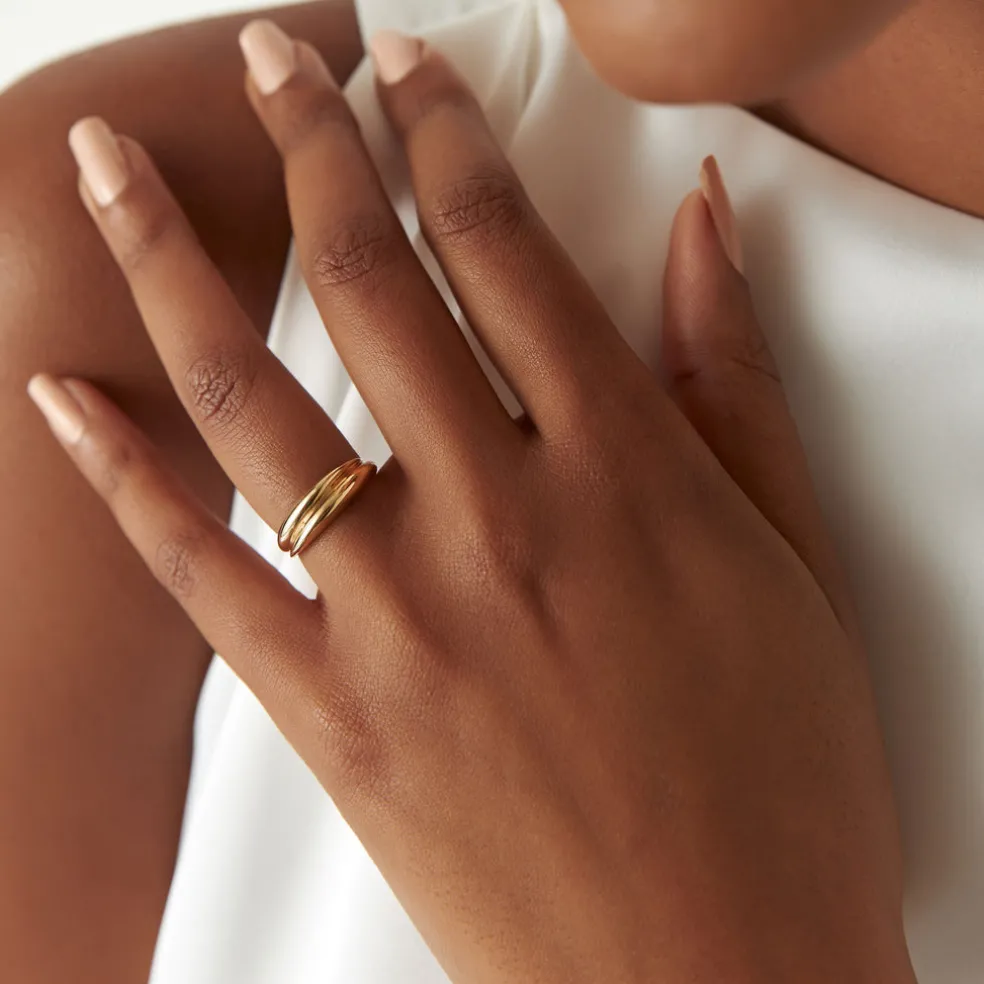 14k Dome Dual Band Stackable Statement Ring